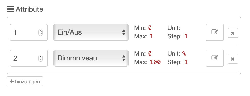 Die neue Attributkonfiguration im Node-RED Plugin