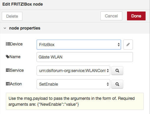 Fritz Node Konfiguration 2
