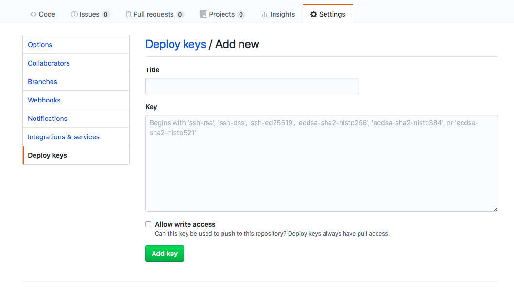 Deploy Key mit Schreibzugriff auf Github