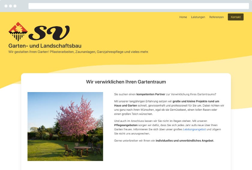 Vorschau der Webseite SV Garten- und Landschaftsbau